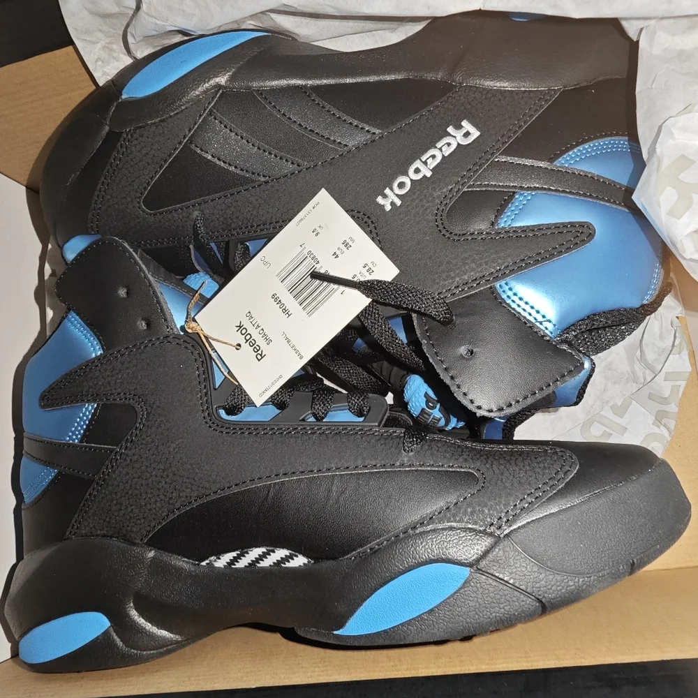men's Reebok Shaq Attaq sneakers in the Core Black/Azure/Footwear White colorway - Picture 4 of 14